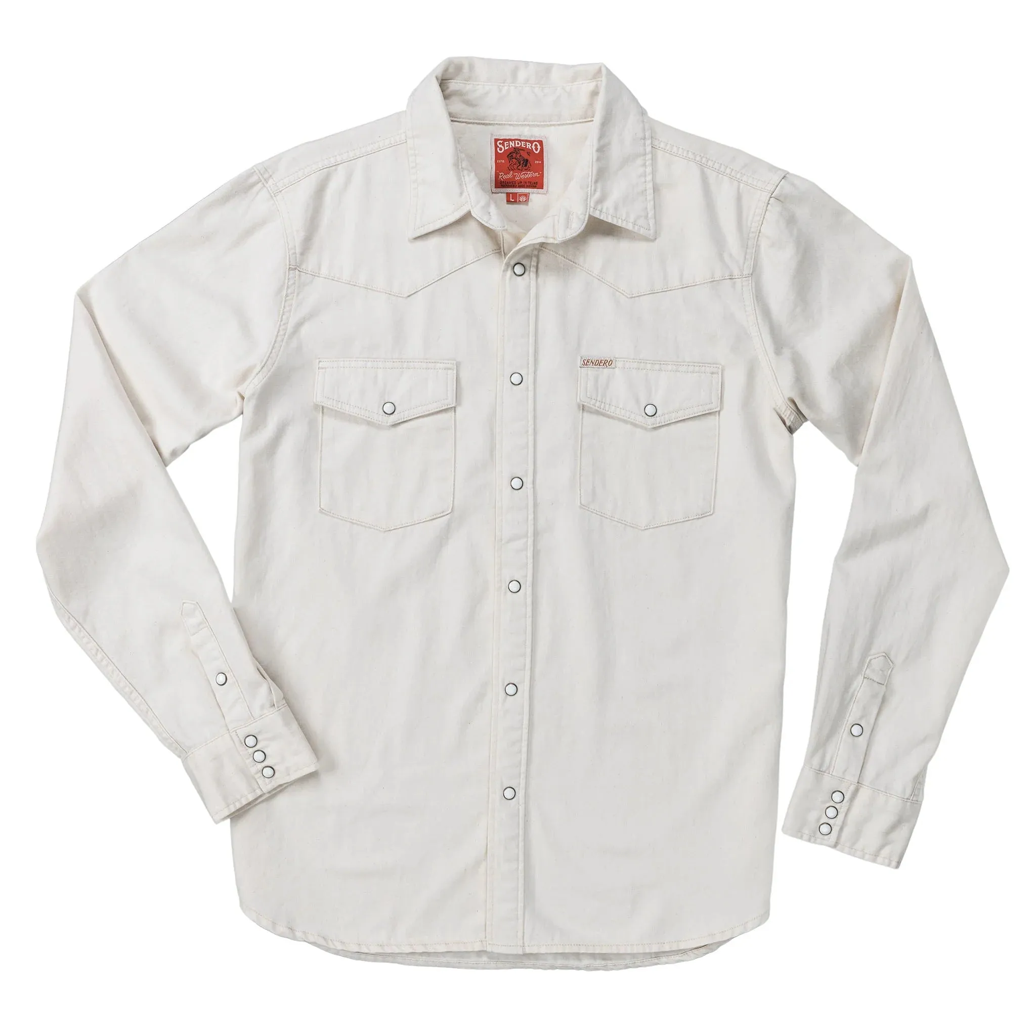 Wyatt Pearl Snap Denim Shirt | Ecru | Sendero Provisions Co sold by Man Ready