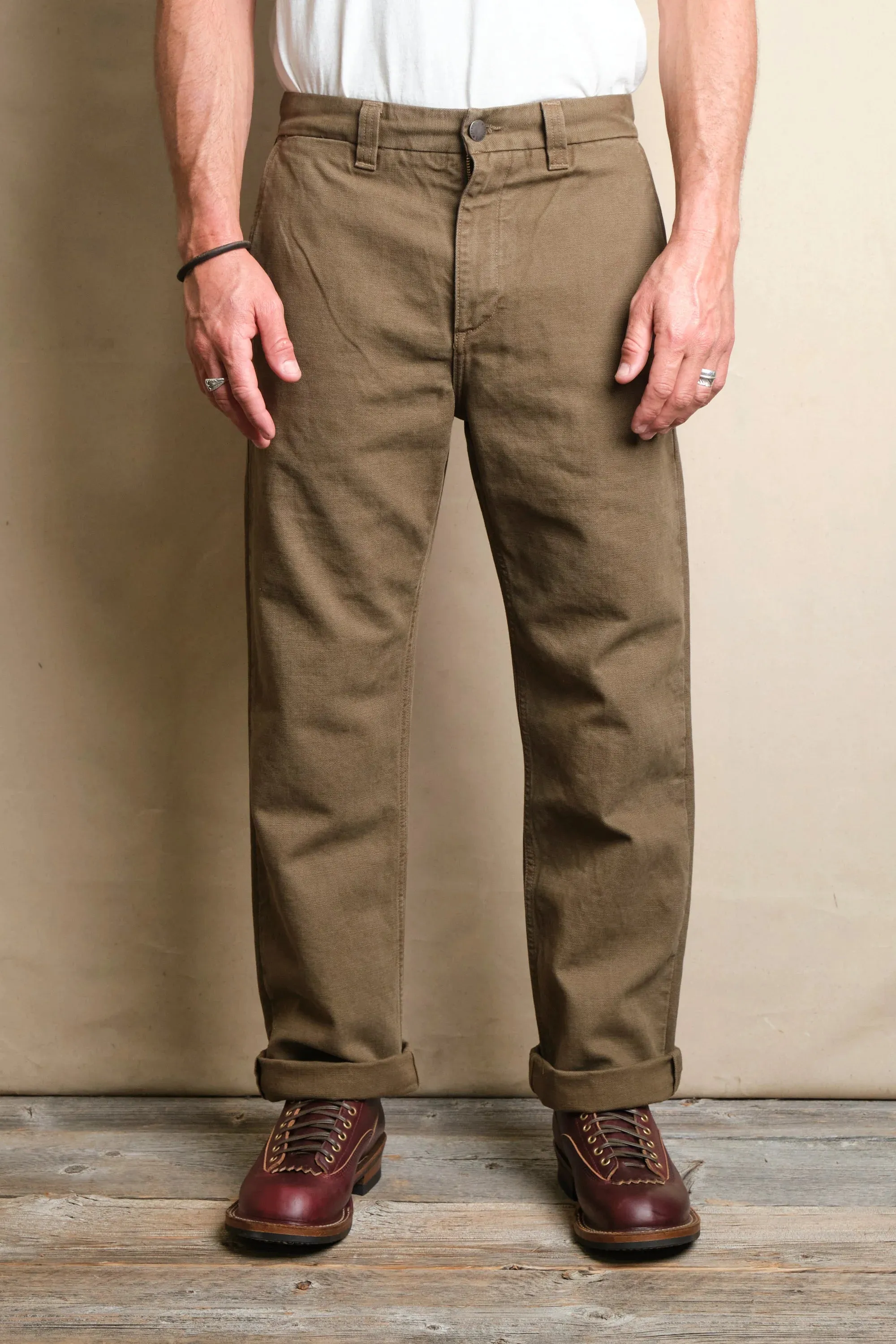 Deck Pant | 14 oz Army | Freenote Cloth sold by Man Ready