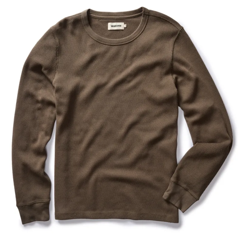 The Organic Cotton Waffle Crew | Fatigue Olive | Taylor Stitch sold by Man Ready