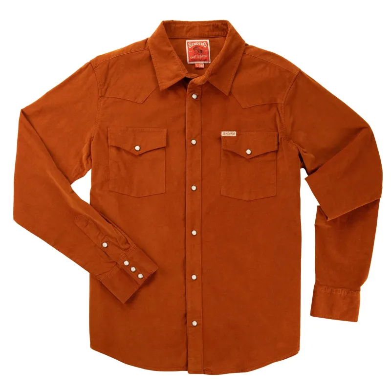 Wyatt Pearl Snap Corduroy Shirt | Burnt Orange | Sendero Provisions Co sold by Man Ready