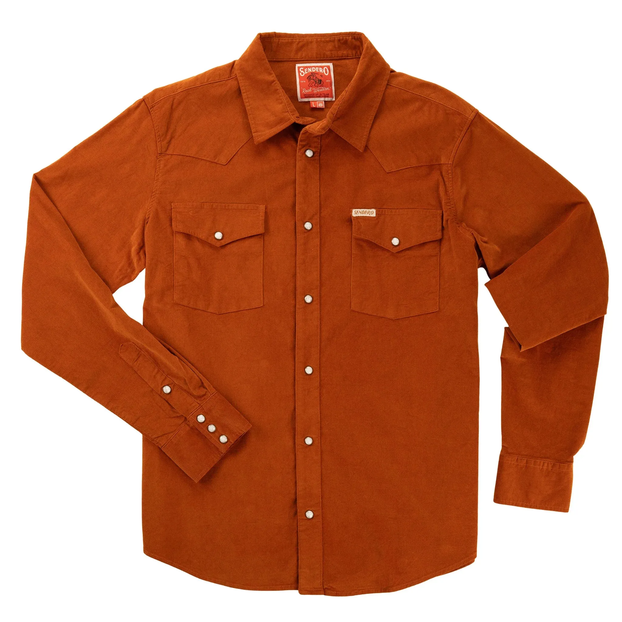 Wyatt Pearl Snap Corduroy Shirt | Burnt Orange | Sendero Provisions Co sold by Man Ready