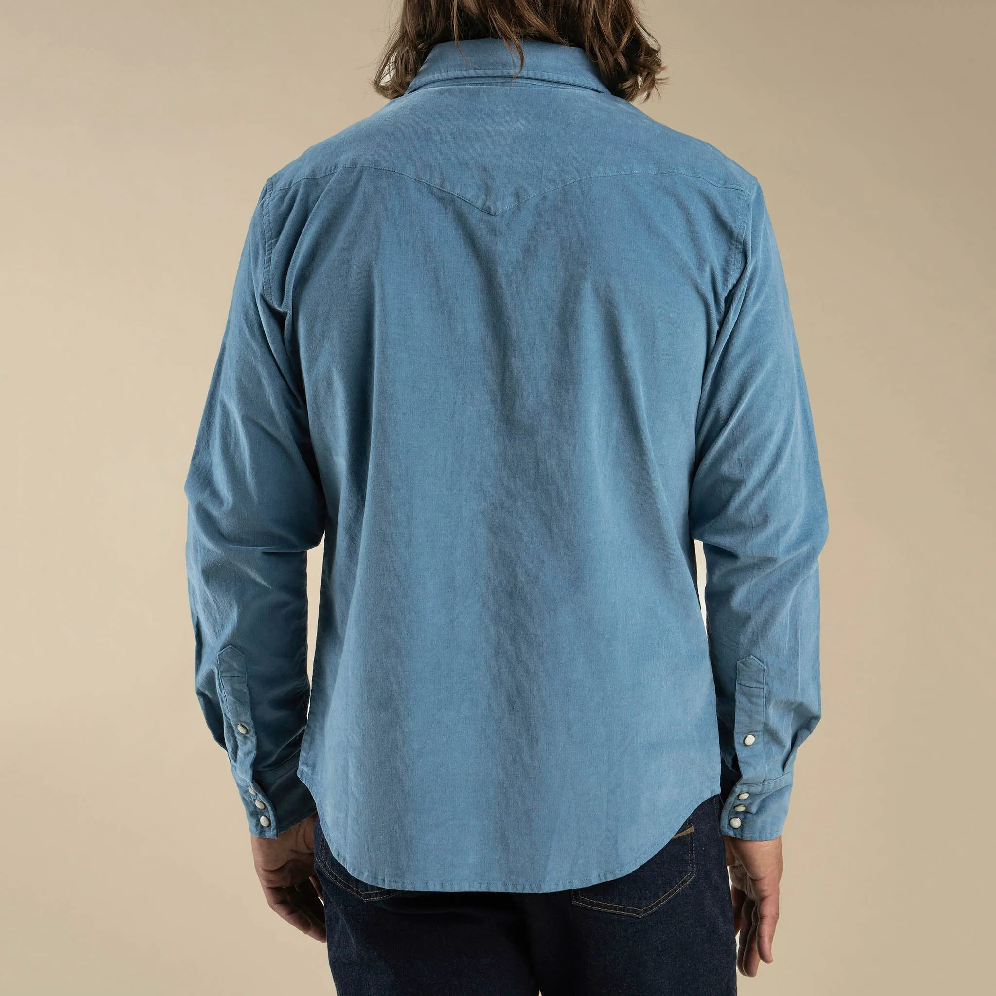 Wyatt Pearl Snap Corduroy Shirt | Sky Blue | Sendero Provisions Co sold by Man Ready product image thumbnail 4