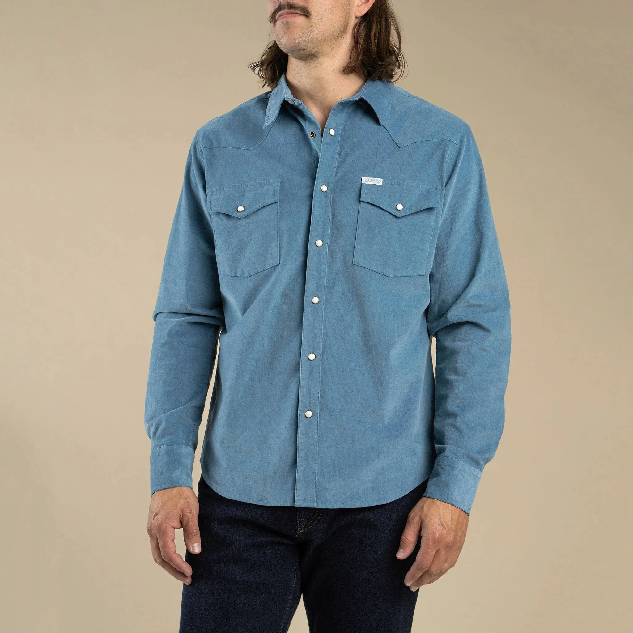 Wyatt Pearl Snap Corduroy Shirt | Sky Blue | Sendero Provisions Co sold by Man Ready product image thumbnail 3