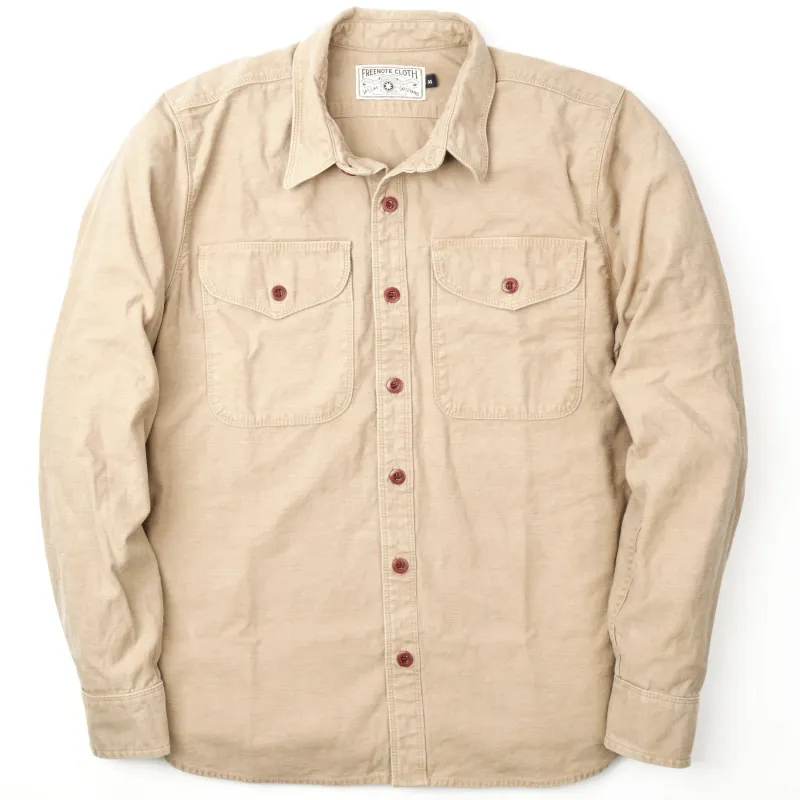 Utility Shirt | Light Khaki | Freenote Cloth sold by Man Ready