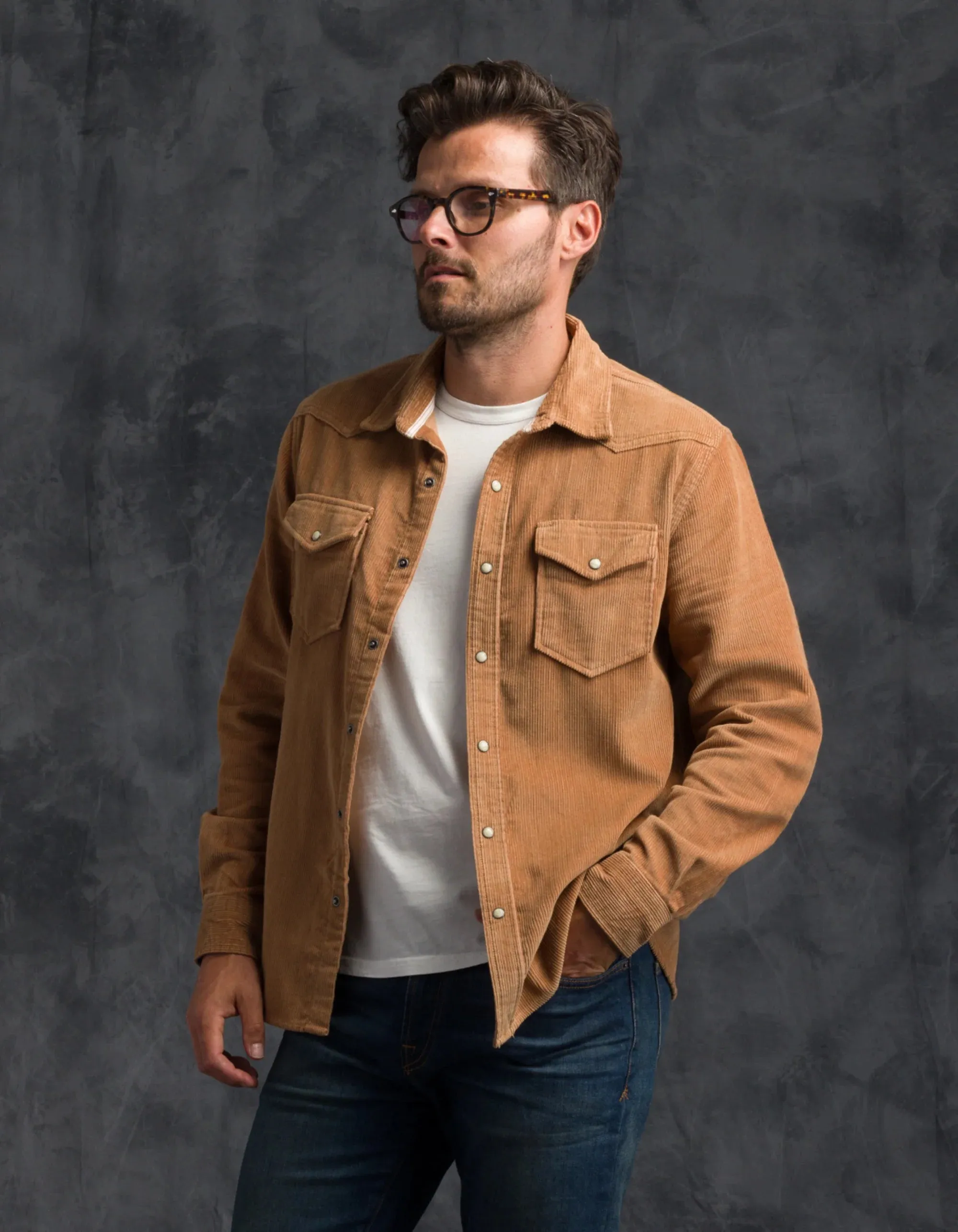 Corduroy Western Shirt | Saddle Brown | Ace Rivington sold by Man Ready product image thumbnail 2