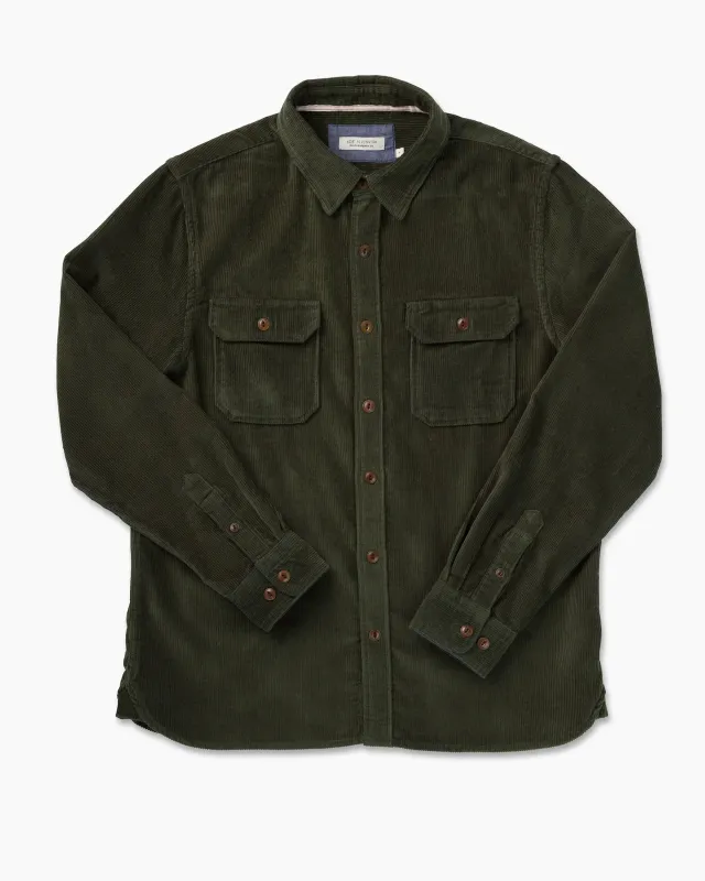 Corduroy Western Shirt | Hunter Green | Ace Rivington sold by Man Ready
