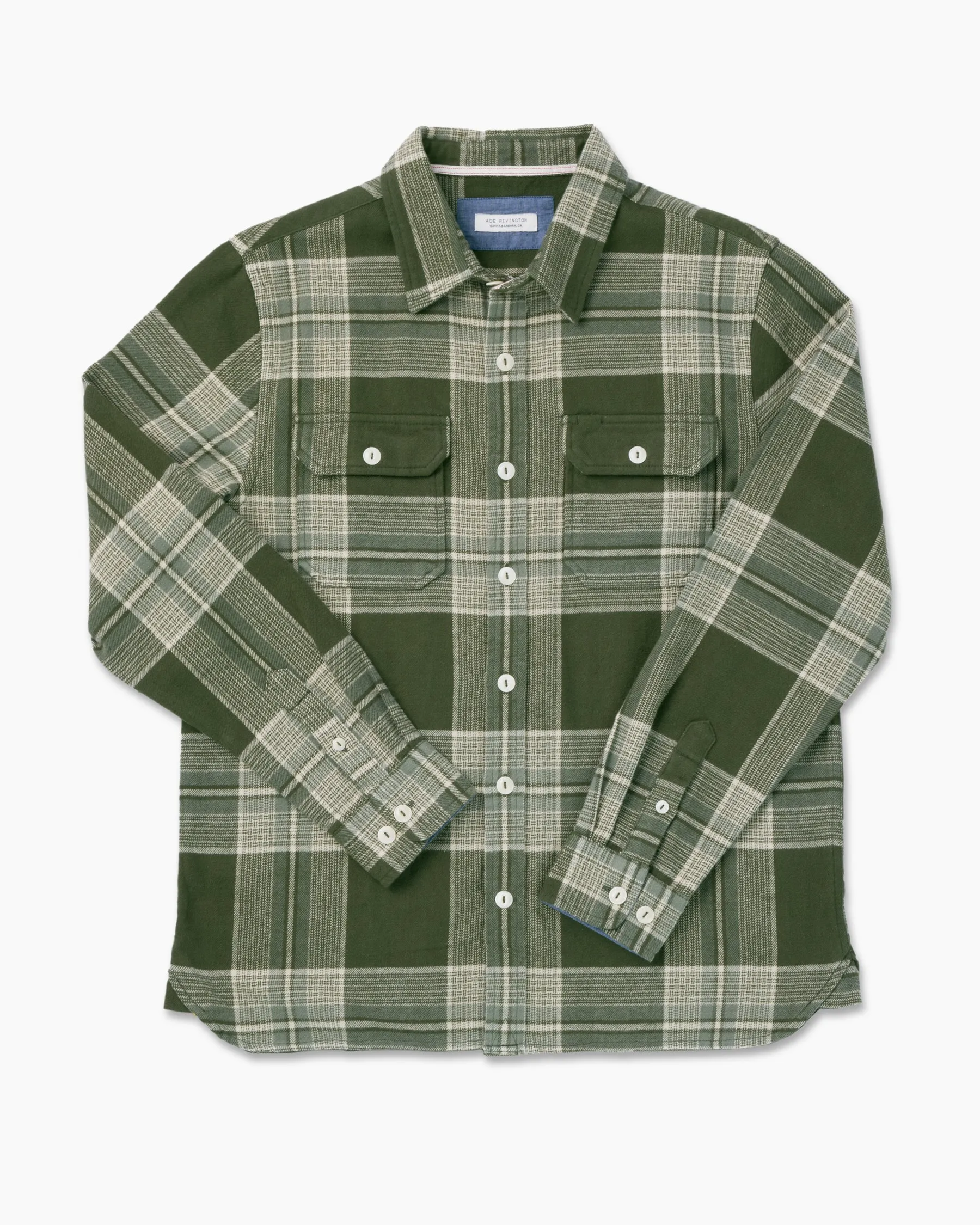Winter Flannel Utility Shirt | Desert Jade | Ace Rivington sold by Man Ready