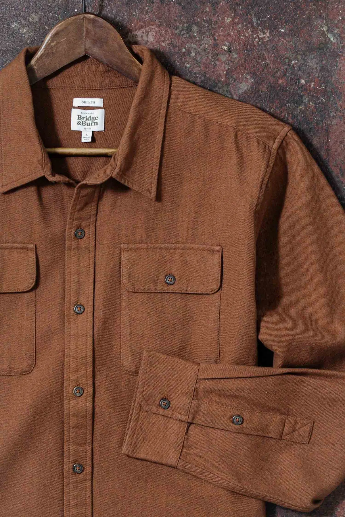 Bedford Shirt | Terracotta Melange | Bridge & Burn sold by Man Ready product image thumbnail 4