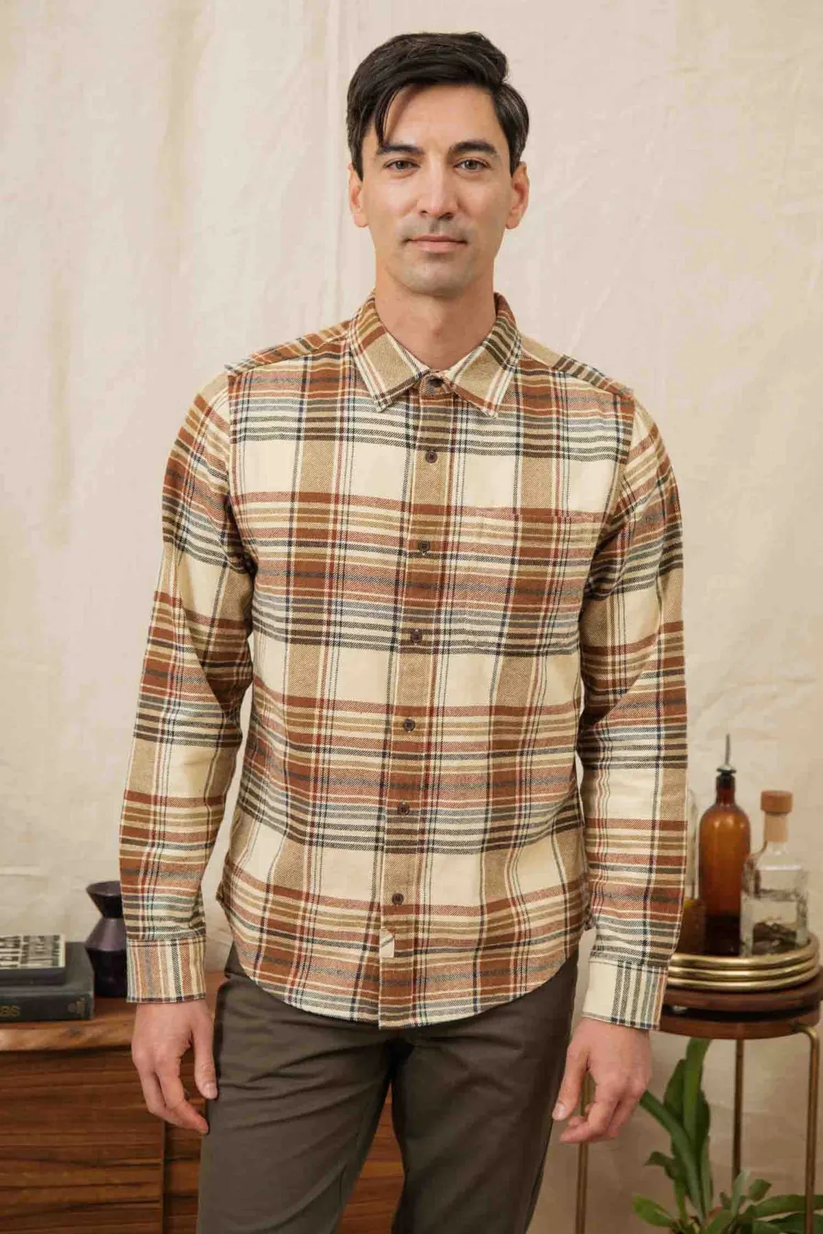 Larson Shirt | Latte Plaid | Bridge & Burn sold by Man Ready product image thumbnail 3