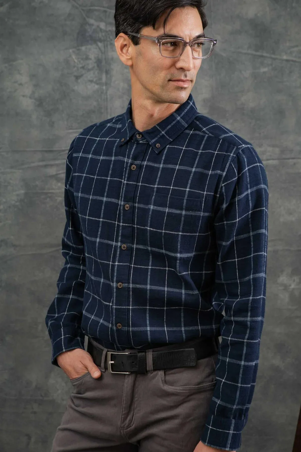 Sutton Slim Shirt | Moonrine Windowpane | Bridge & Burn sold by Man Ready product image thumbnail 3