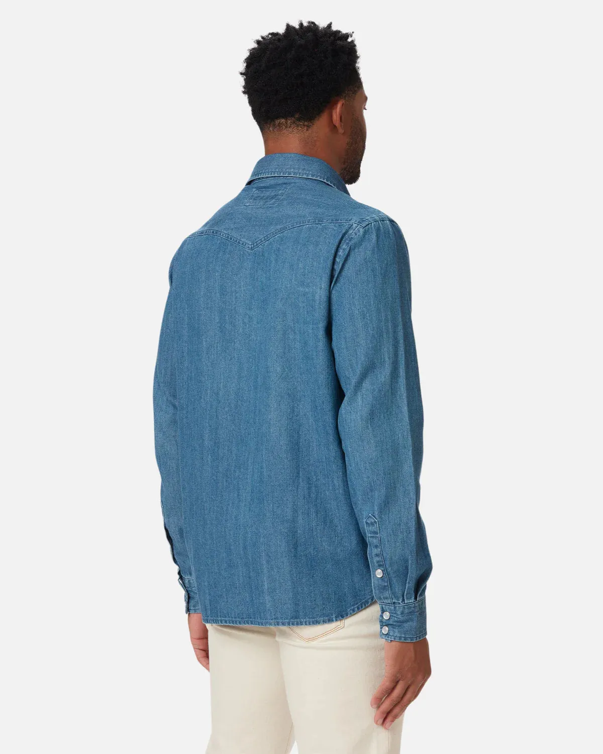 Mid Weight Western Denim Shirt | Medium Wash | Ace Rivington sold by Man Ready product image thumbnail 5