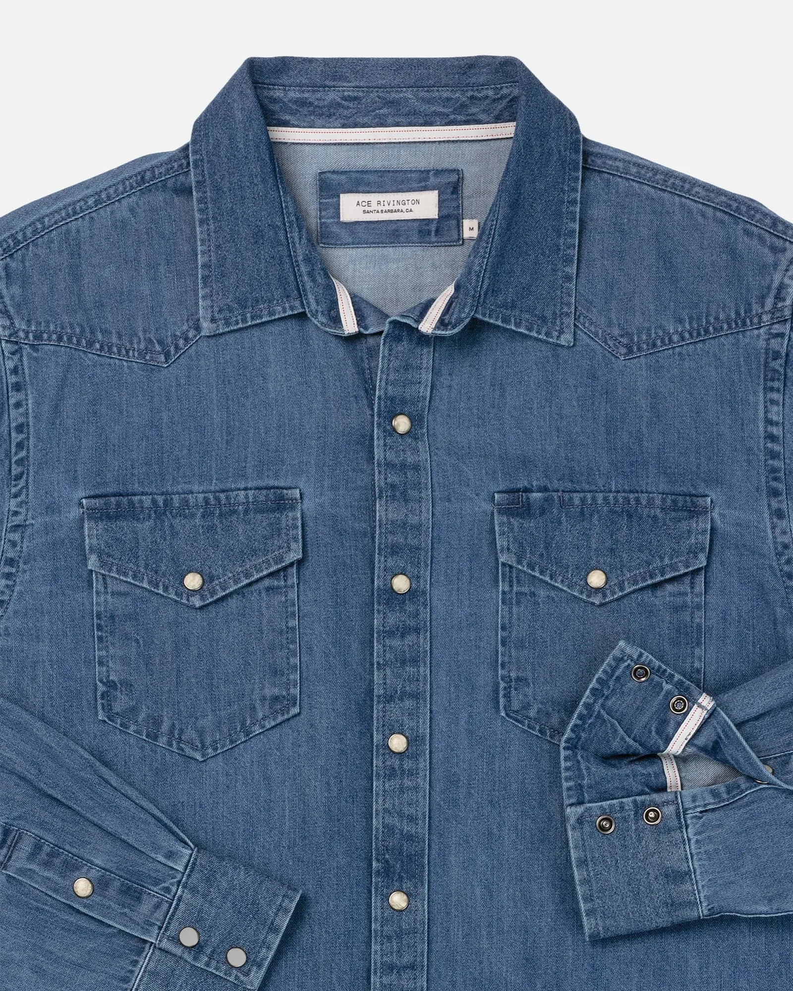 Mid Weight Western Denim Shirt | Medium Wash | Ace Rivington sold by Man Ready product image thumbnail 2