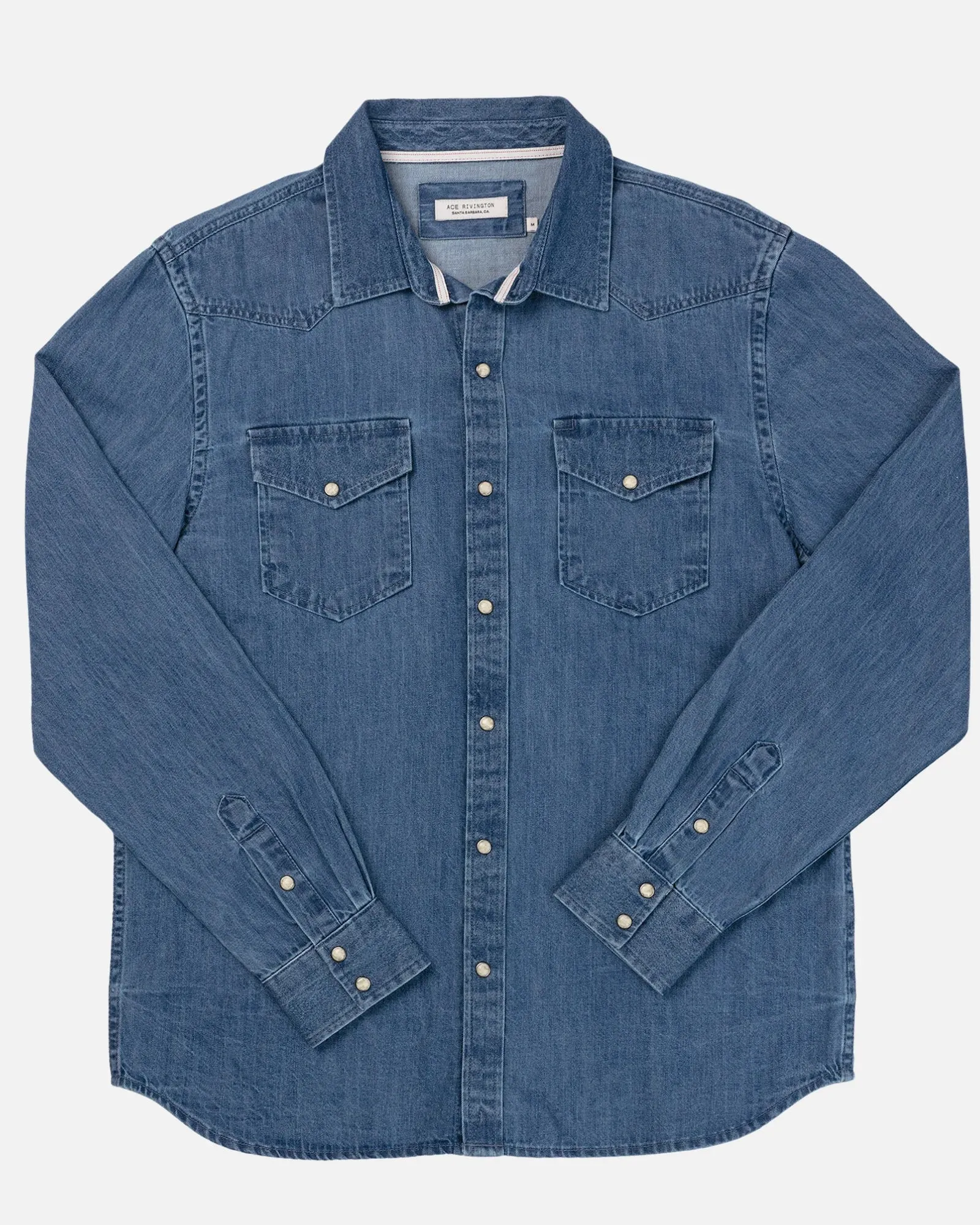 Mid Weight Western Denim Shirt | Medium Wash | Ace Rivington sold by Man Ready
