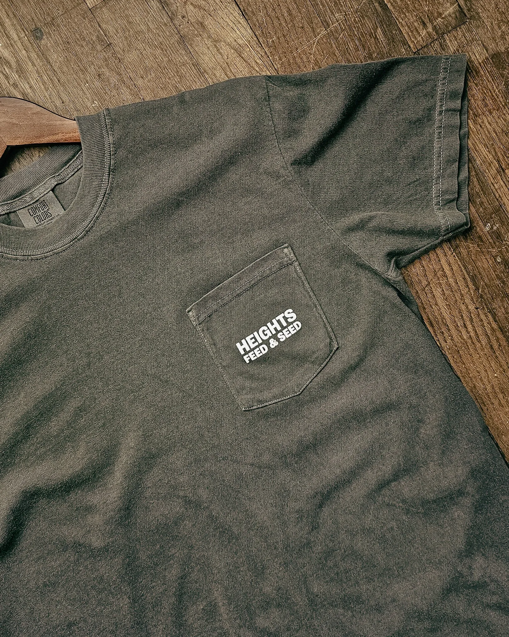 Graphic Pocket Tee | Heights Feed & Seed | Pepper | Manready Mercantile sold by Man Ready product image thumbnail 4