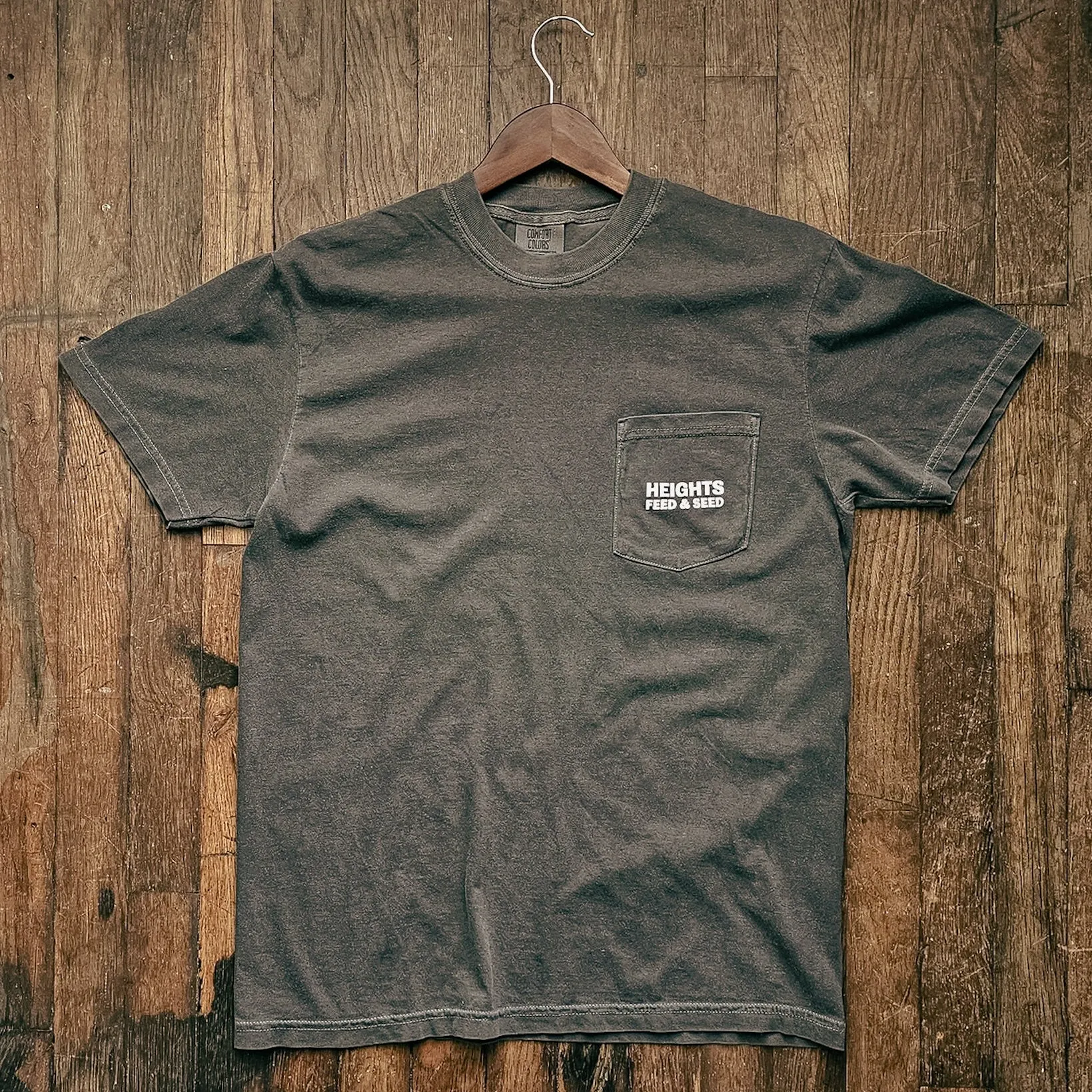 Graphic Pocket Tee | Heights Feed & Seed | Pepper | Manready Mercantile sold by Man Ready product image thumbnail 2