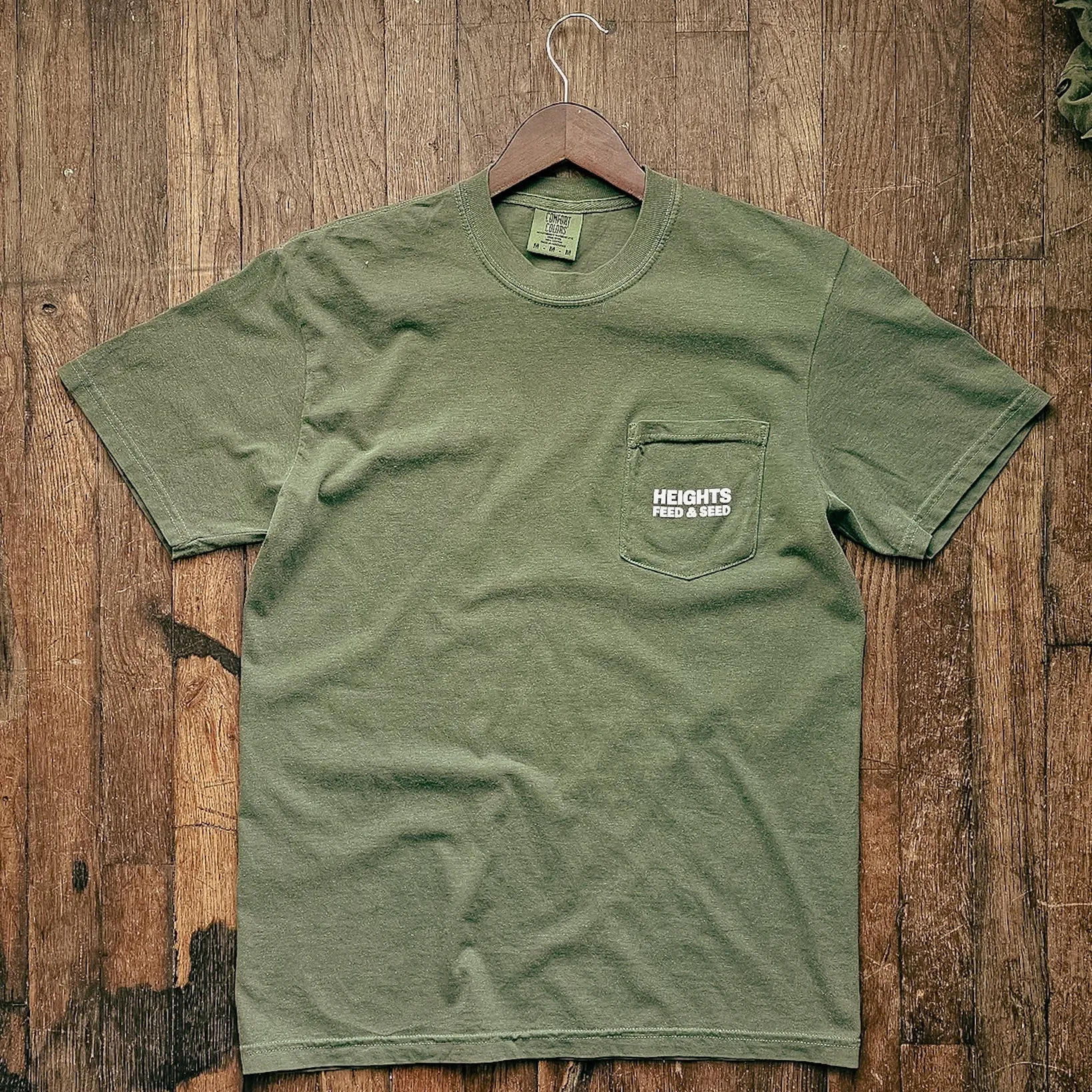 Graphic Pocket Tee | Heights Feed & Seed | Moss | Manready Mercantile sold by Man Ready product image thumbnail 2