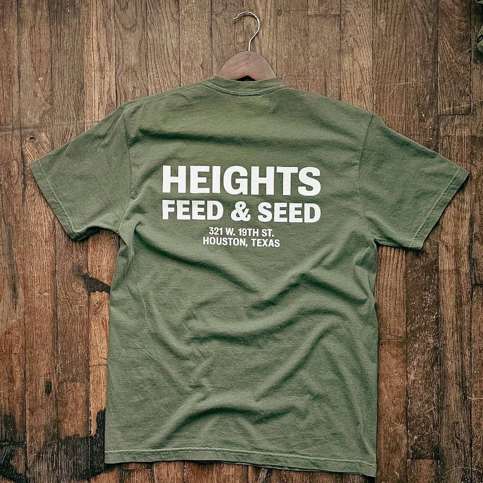 Graphic Pocket Tee | Heights Feed & Seed | Moss | Manready Mercantile sold by Man Ready