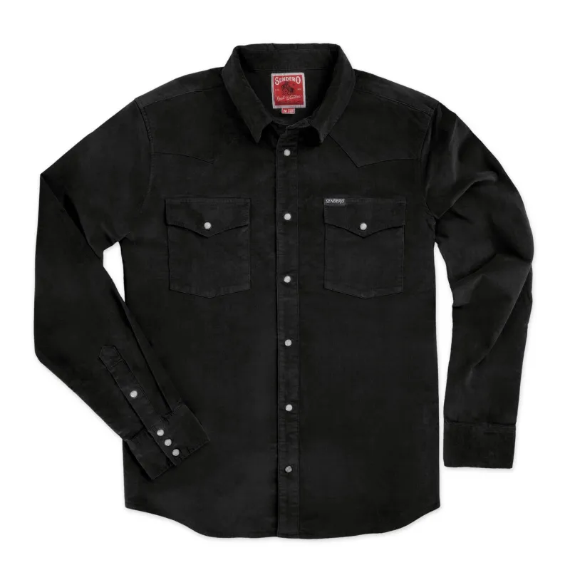 Wyatt Pearl Snap Corduroy Shirt | Charcoal | Sendero Provisions Co sold by Man Ready