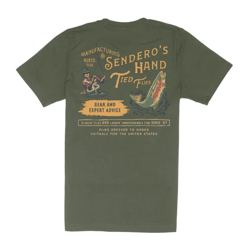 Hand Tied Flies Tee | Army Green | Sendero Provisions Co sold by Man Ready
