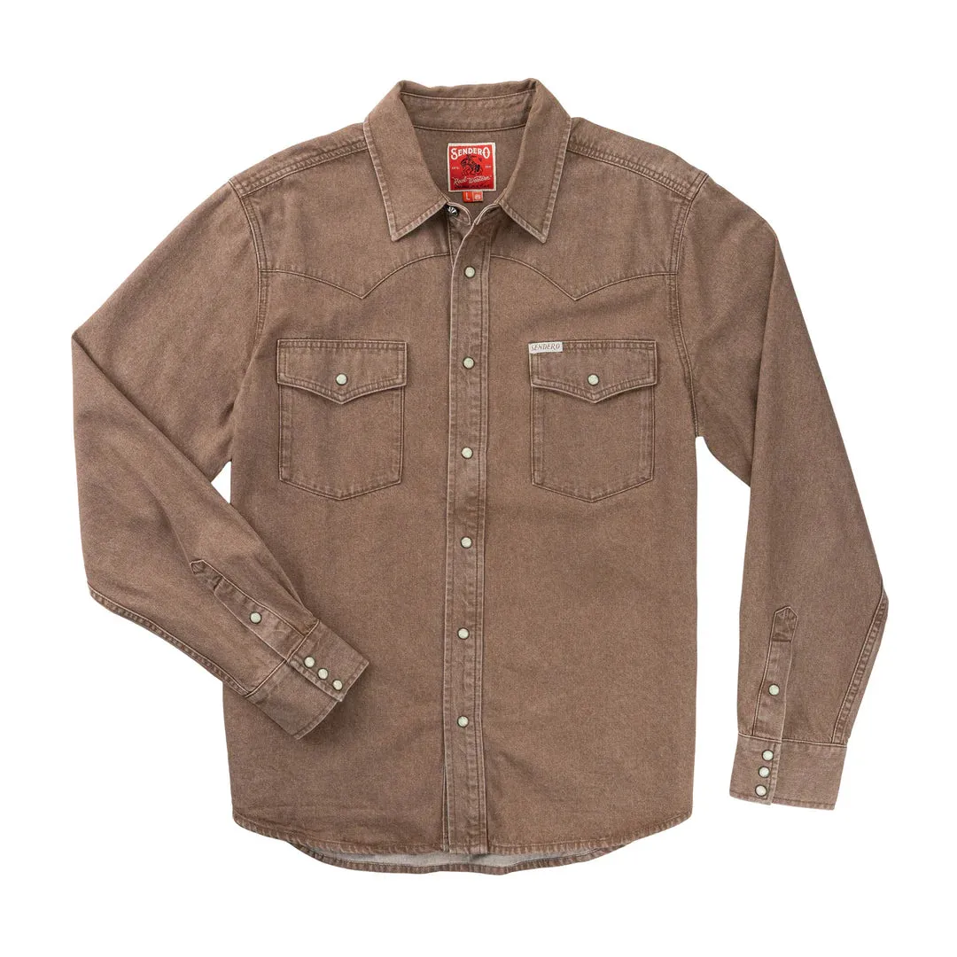 Wyatt Pearl Snap Denim Shirt | Faded Brown | Sendero Provisions Co sold by Man Ready