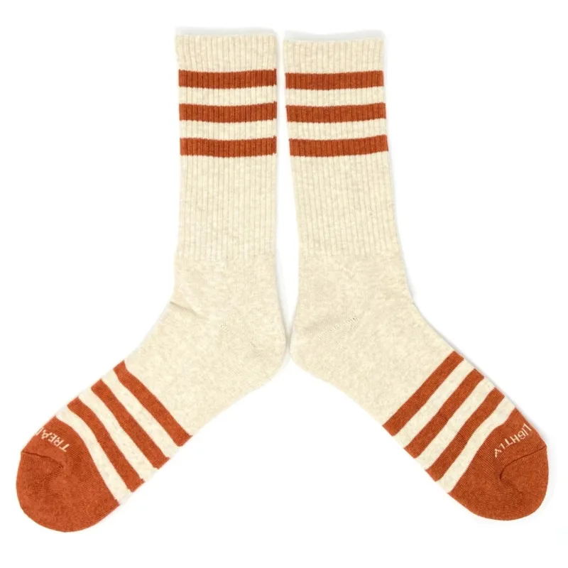 Tread Lightly: Heather Stripe Sock | Cream and Orange | The Ampal Creative sold by Man Ready