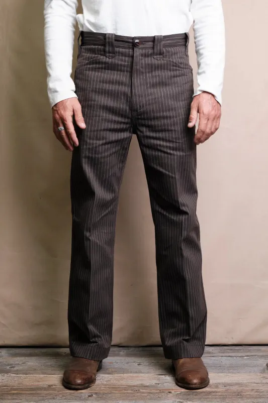 Duster Pant | Brown Stripe | Freenote Cloth sold by Man Ready