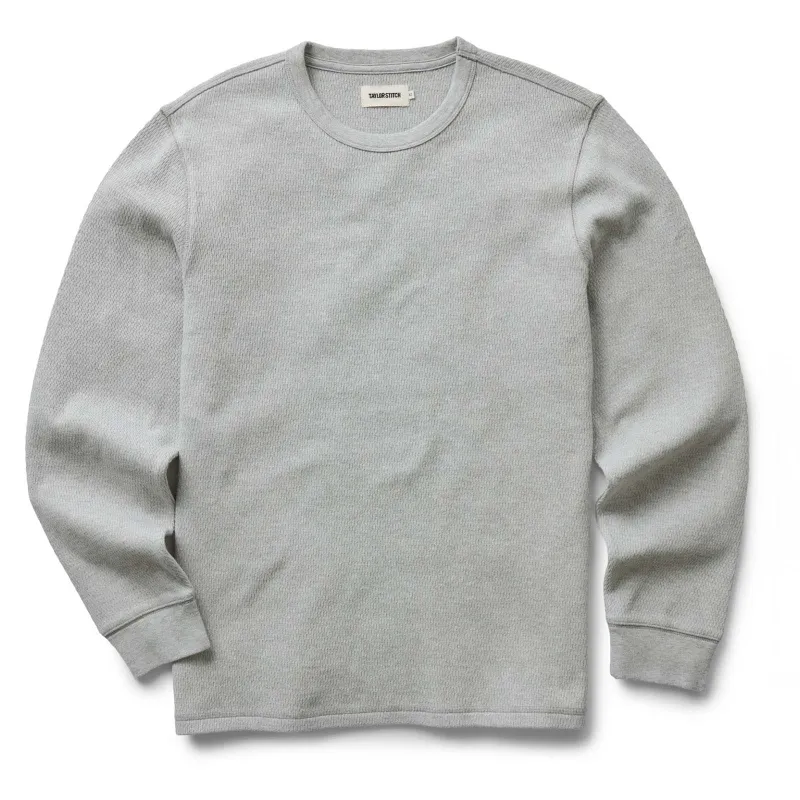 The Organic Cotton Waffle Crew | Heather Grey | Taylor Stitch sold by Man Ready