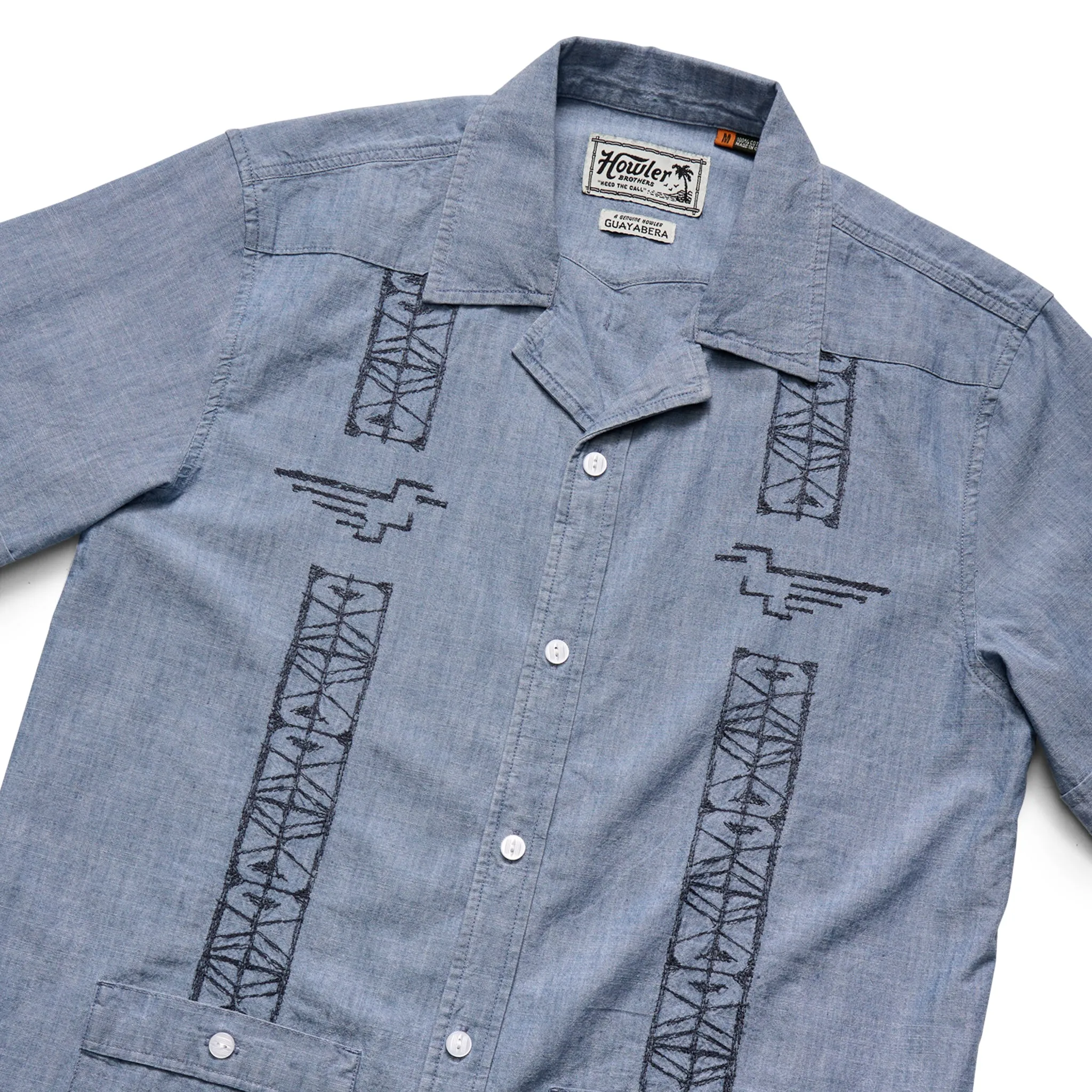 Guayabera Shirt | Pictographs : Washed Indigo Chambray | Howler Bros sold by Man Ready product image thumbnail 2