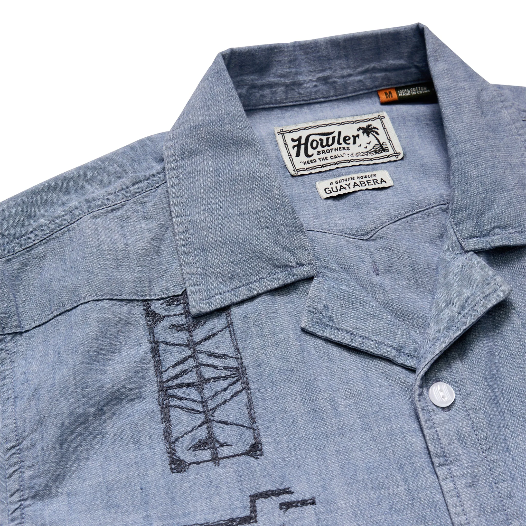 Guayabera Shirt | Pictographs : Washed Indigo Chambray | Howler Bros sold by Man Ready product image thumbnail 3