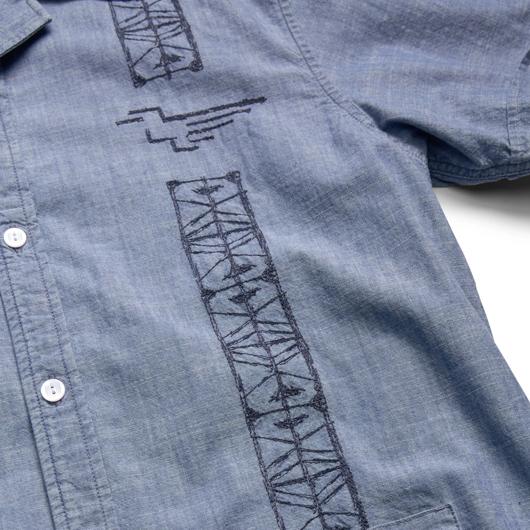 Guayabera Shirt | Pictographs : Washed Indigo Chambray | Howler Bros sold by Man Ready product image thumbnail 4