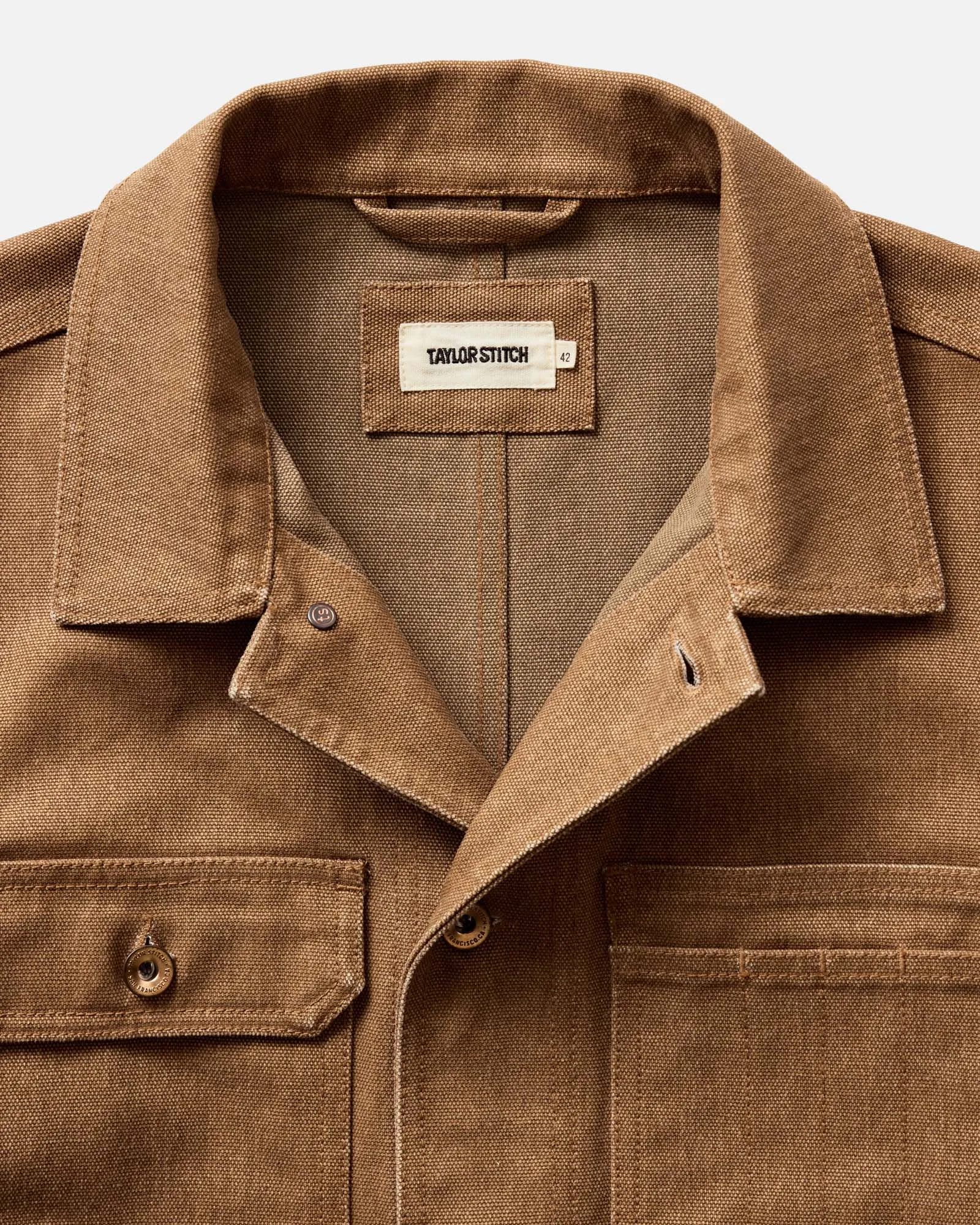 The Longshore Jacket | Tobacco Chipped Canvas | Taylor Stitch sold by Man Ready product image thumbnail 3