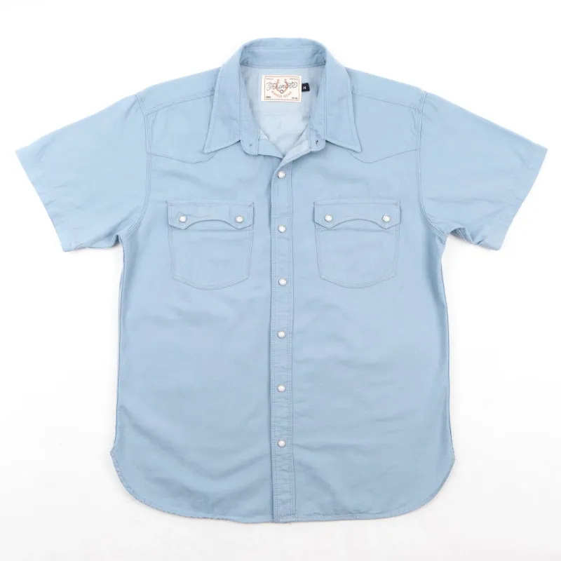 Modern Western Shirt S/S Shirt | Clear Blue | Freenote Cloth sold by Man Ready