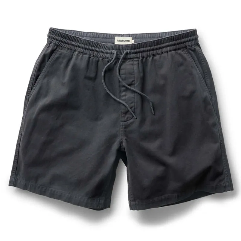 The Apres Short | Organic Faded Black Foundation Twill | Taylor Stitch sold by Man Ready