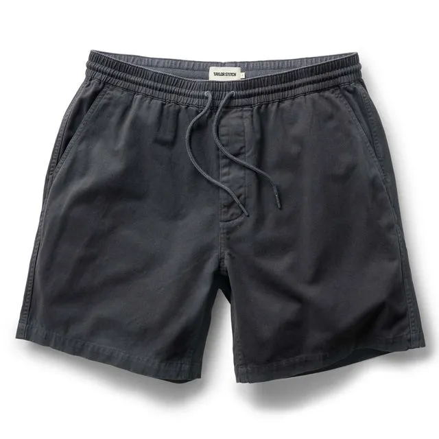 The Apres Short | Organic Faded Black Foundation Twill | Taylor Stitch sold by Man Ready