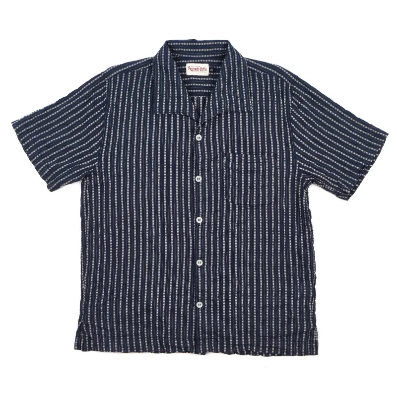 Cayucos S/S Shirt | Jacquard Navy | Freenote Cloth made by Freenote Cloth