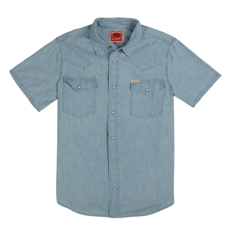 The Wyatt Pearl Snap S/S Denim Shirt | Washed Indigo Chambray | Sendero Provisions Co made by Sendero Provisions CO