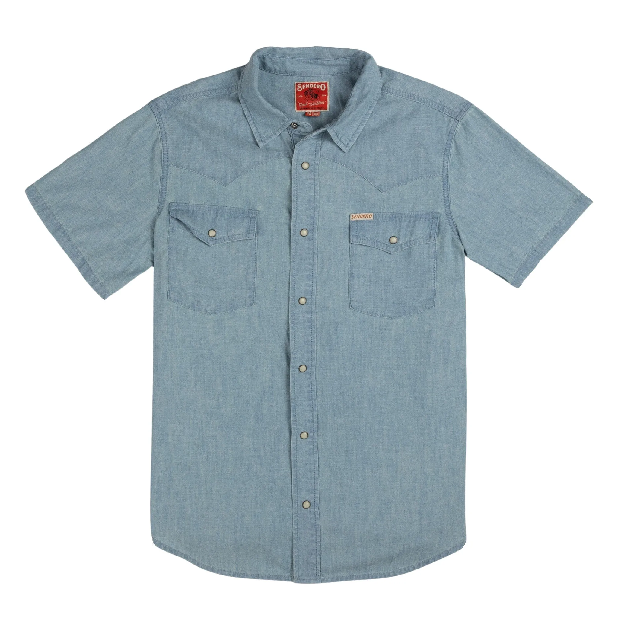 The Wyatt Pearl Snap S/S Denim Shirt | Washed Indigo Chambray | Sendero Provisions Co sold by Man Ready