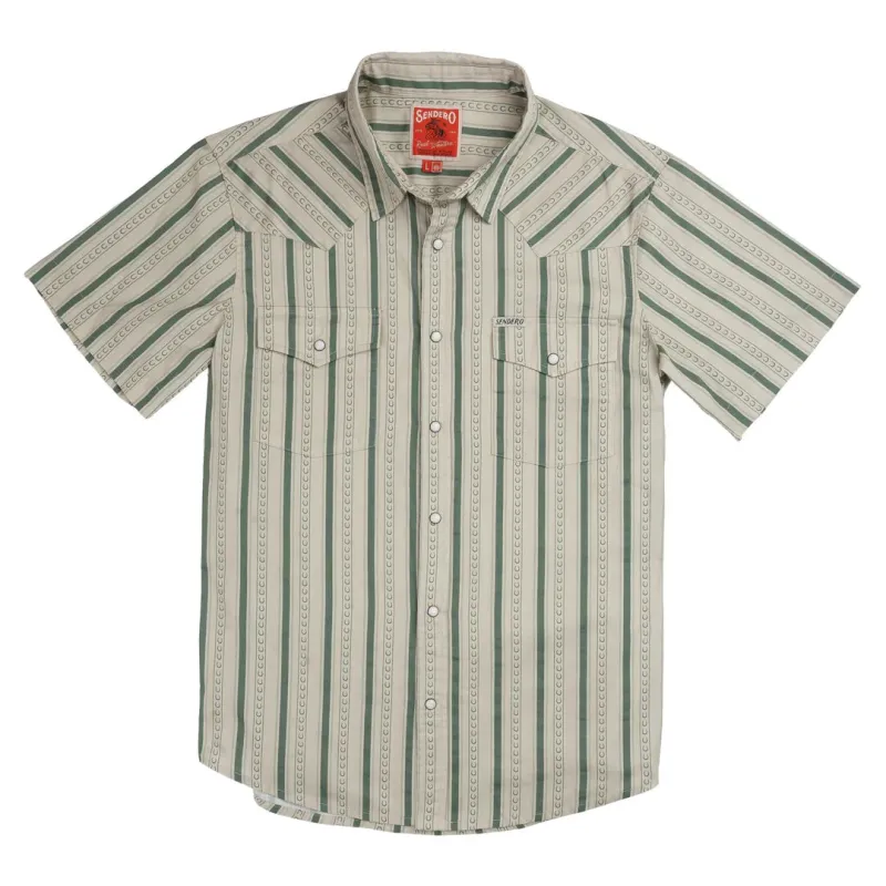 The Wyatt Pearl Snap S/S Shirt | Horseshoe Stripe Aloe | Sendero Provisions Co made by Sendero Provisions CO