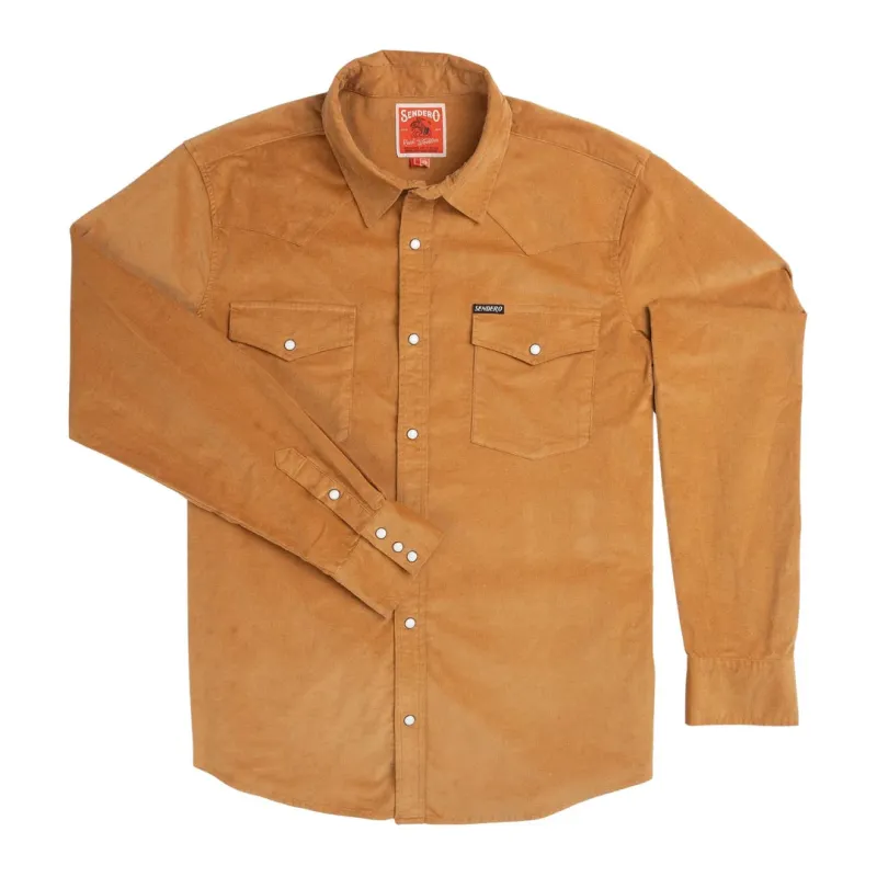 Wyatt Pearl Snap Corduroy Shirt | Sandstone | Sendero Provisions Co made by Sendero Provisions CO