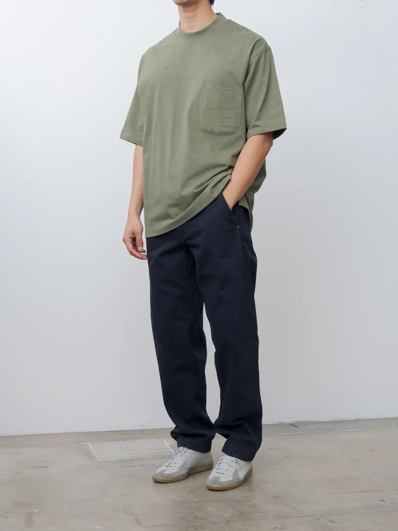 Cotton Mock Neck Pocket T-Shirt - Khaki sold by Namu Shop product image thumbnail 4