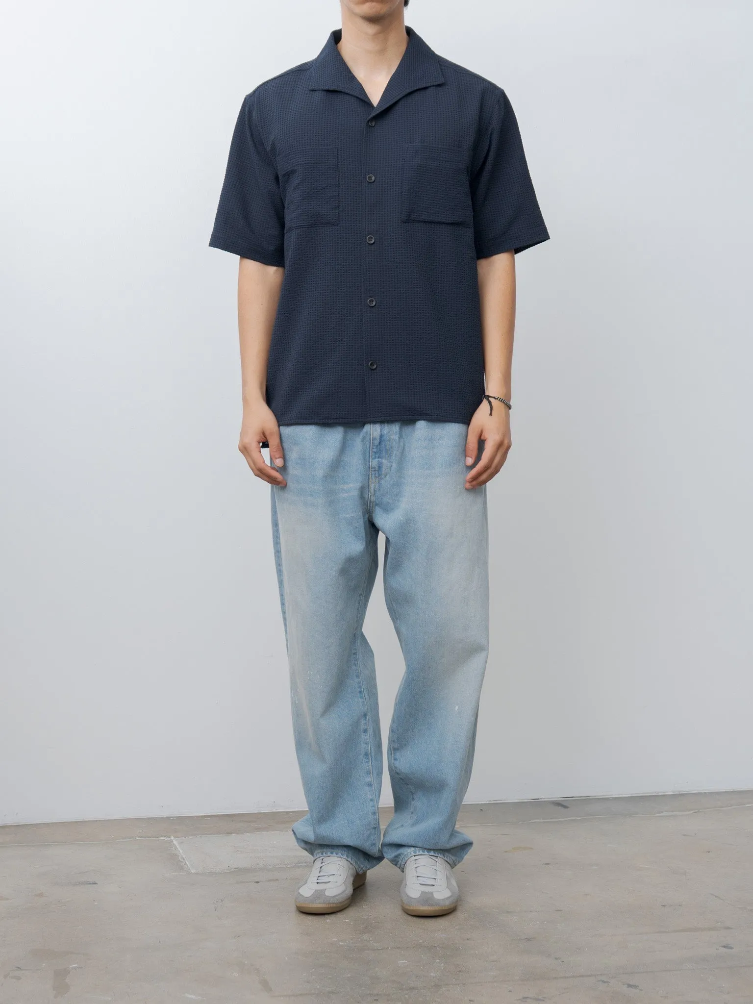 Lightweight Seersucker Summer Shirt - Navy sold by Namu Shop product image thumbnail 2