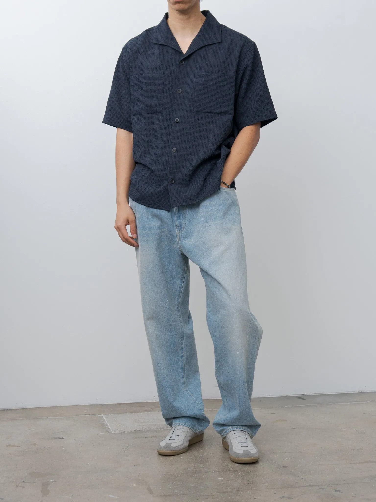 Lightweight Seersucker Summer Shirt - Navy sold by Namu Shop product image thumbnail 4