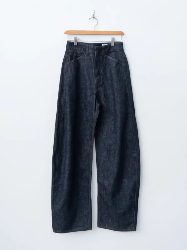 High Waisted Curved Pants - Denim Indigo sold by Namu Shop