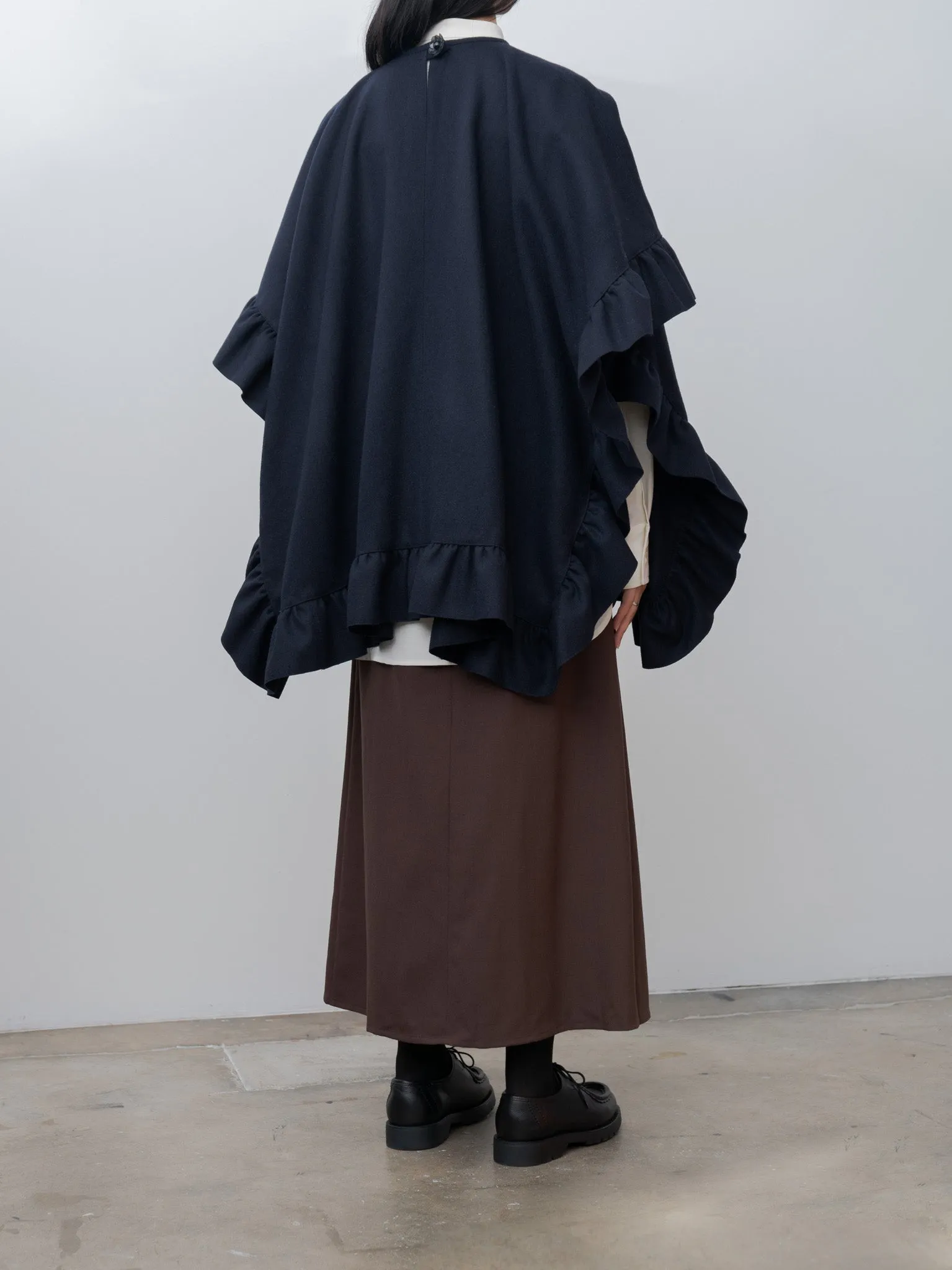Rose Ruffle Cape - Navy Wool sold by Namu Shop product image thumbnail 5