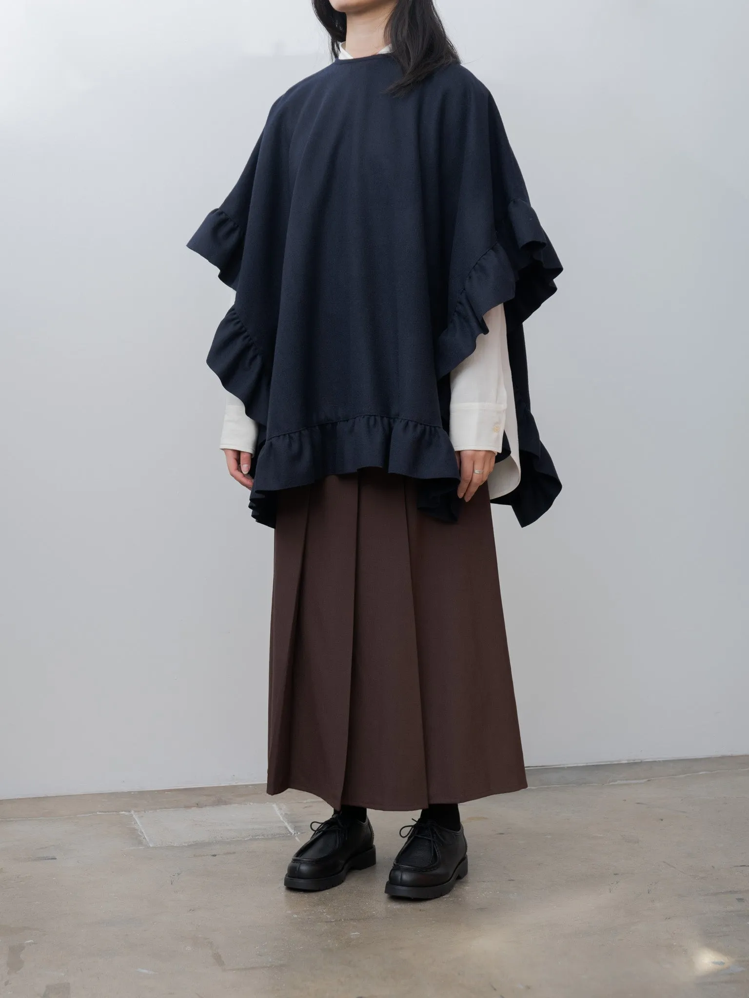 Rose Ruffle Cape - Navy Wool sold by Namu Shop product image thumbnail 4