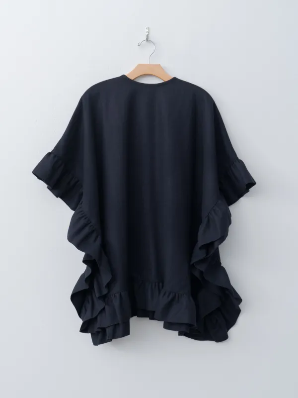Rose Ruffle Cape - Navy Wool sold by Namu Shop