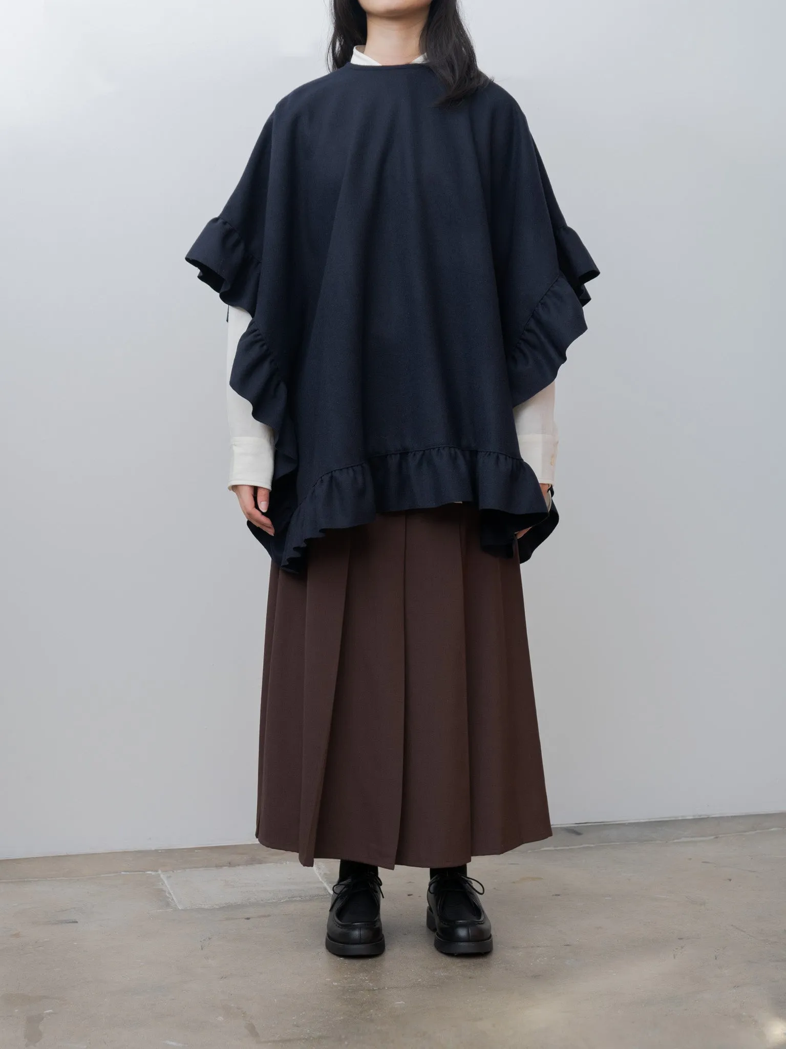 Rose Ruffle Cape - Navy Wool sold by Namu Shop product image thumbnail 3