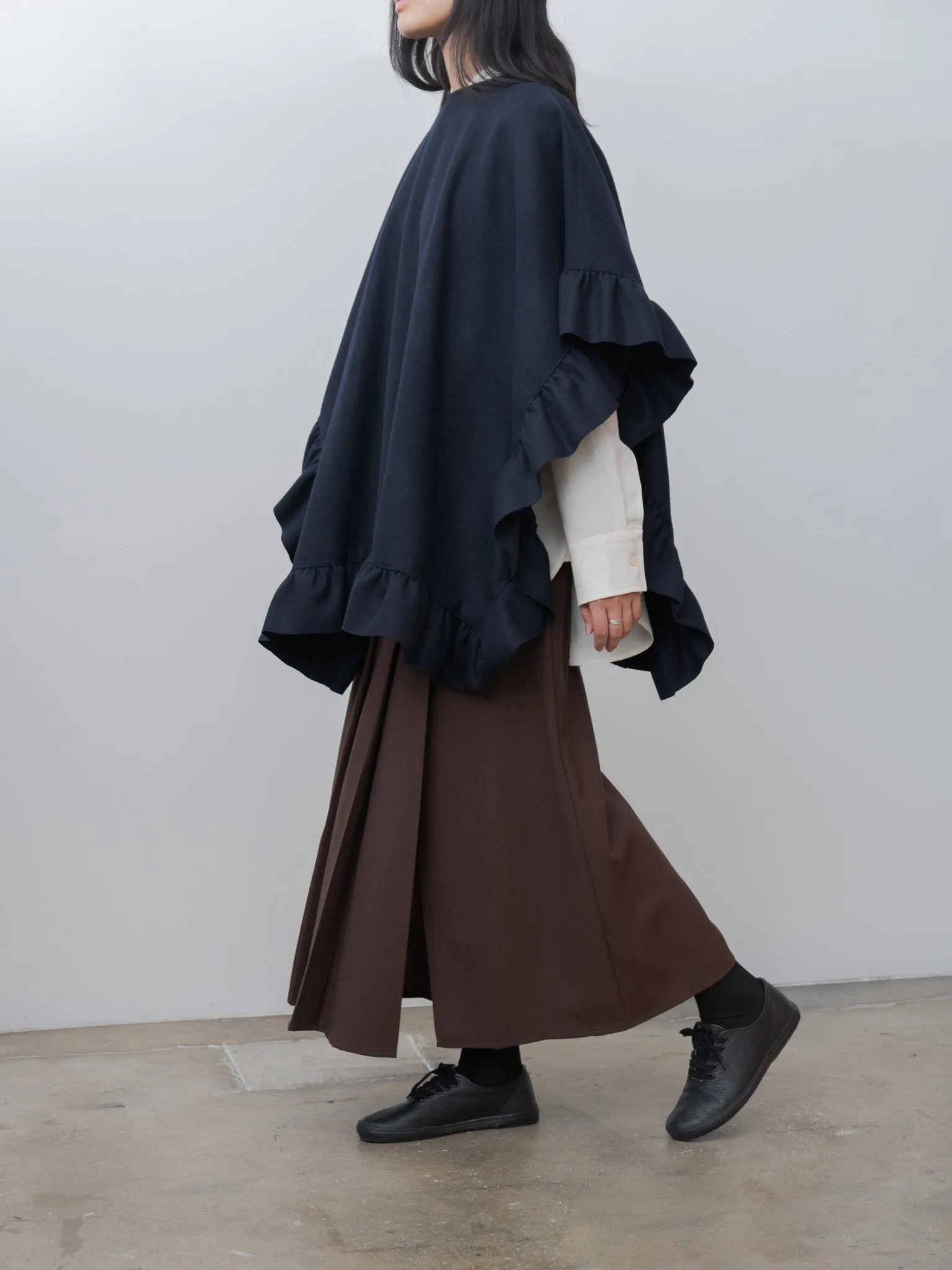 Rose Ruffle Cape - Navy Wool sold by Namu Shop product image thumbnail 2