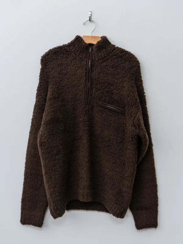 Merino Wool Boa Knit Half Zip P/O - Dark Brown sold by Namu Shop