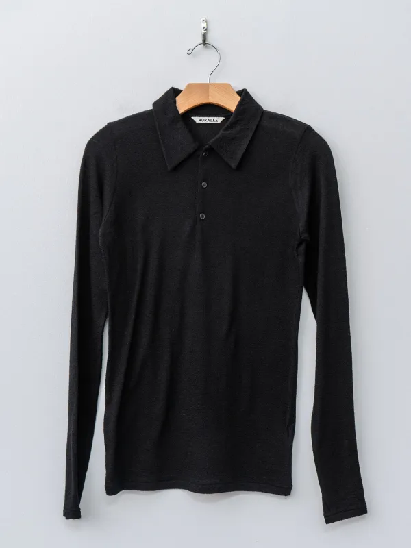 Wool Amunzen Polo - Black made by Auralee
